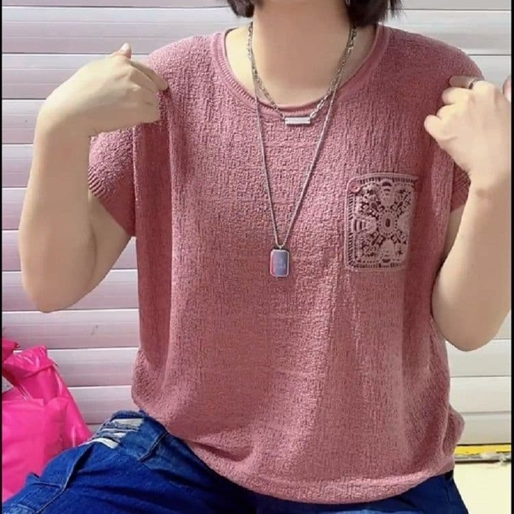 New Style Knitted Top for Women Summer Casual Short Sleeve Blouse
