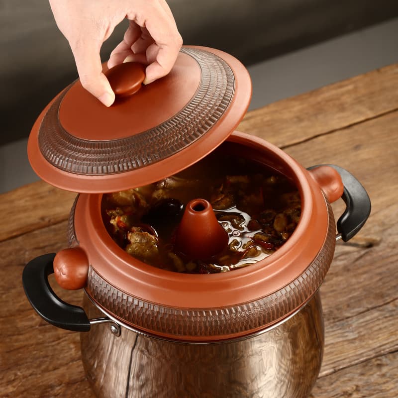 Jump Knife Steamer Pot Ceramic Commercial and Home Use Zitao Steamer Pot Steam Pot for Sweating Chicken, Hotel Restaurant Specialty Steam Pot