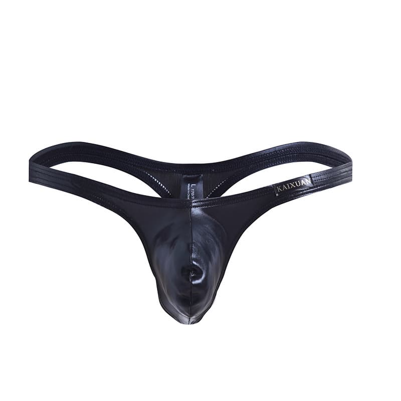 Wow Low-Rise Men's Thong Patent Leather Sexy Underwear Men's U-Shape Faux Leather Butt-Lifting European American Export