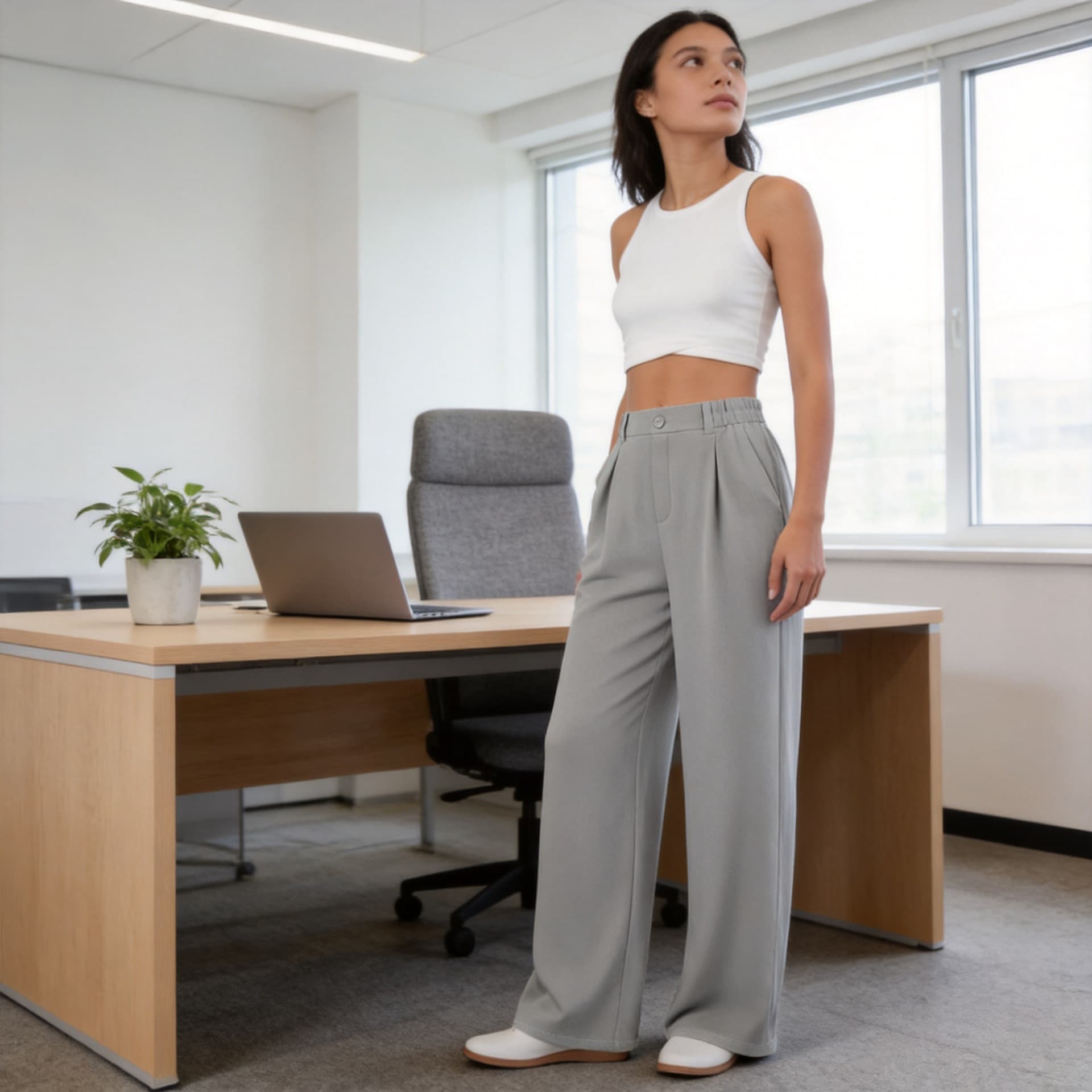 Cross-border TK Amazon Pants Work Pants Business Casual Pants Wide Leg Loose High Waist Solid Color