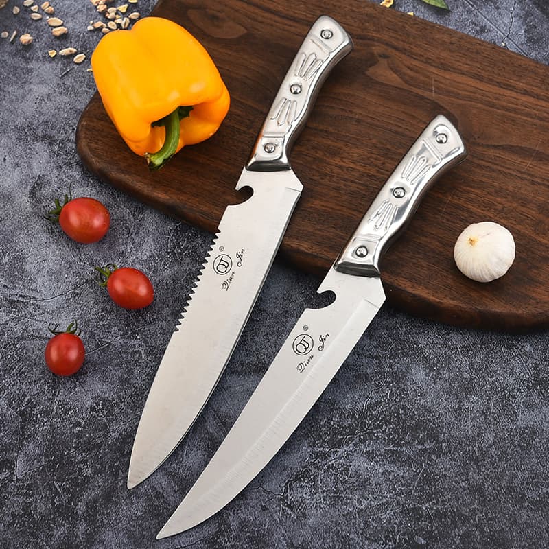 Custom 7-inch 8-inch Steel Handle Western Chef Knife for Home Vegetable and Slicing, Stainless Steel Kitchen Knife