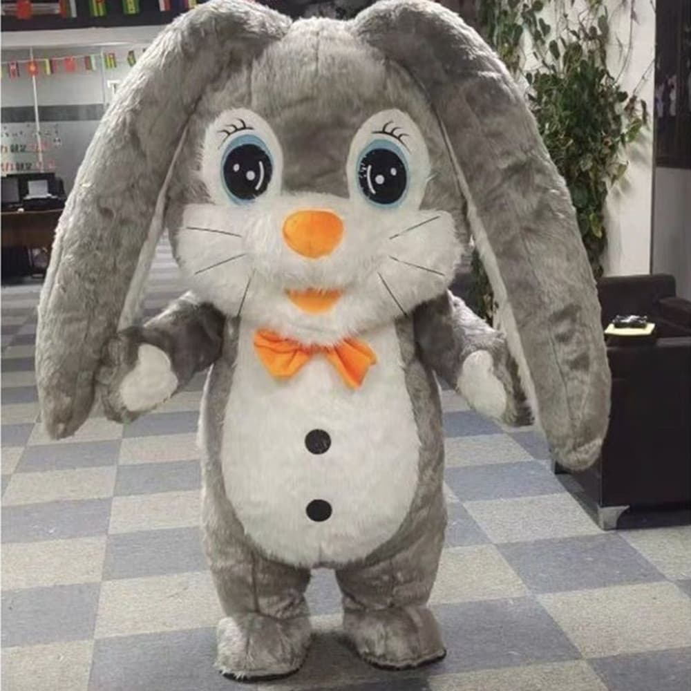 Gray Rabbit Cartoon Mascot Costume Walking Anime Costume Mascot Inflatable Costume Stage Performance Prop