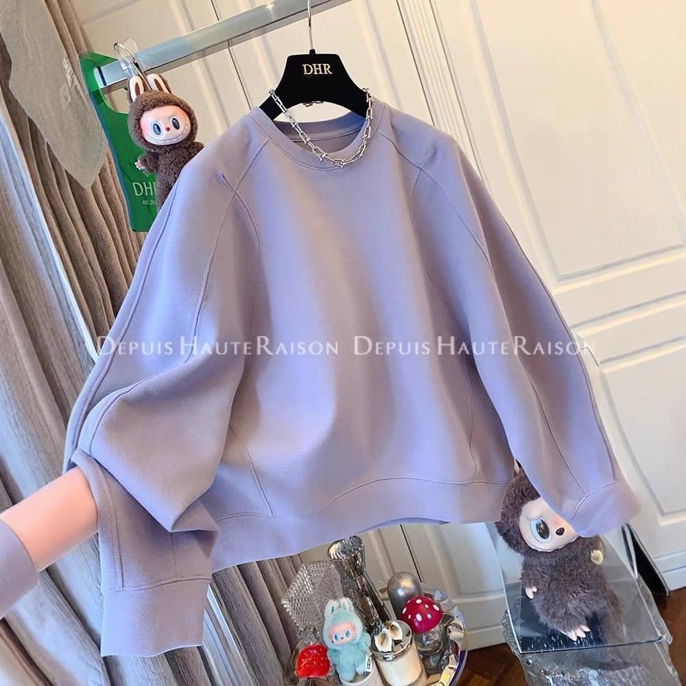 Plus Size 240 lbs Korean Style High-End Age-Defying Batwing Sleeve Long Sleeve Sweatshirt for Women Autumn Loose Casual Top
