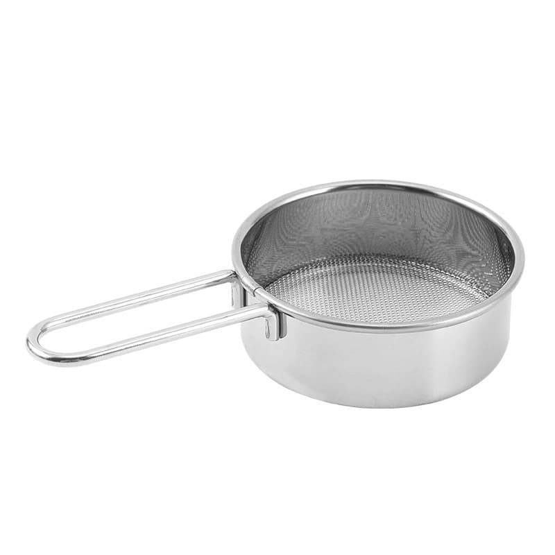 Stainless steel 304 flour sieve, handheld baking tool, 40-mesh small sieve, household kitchen mesh sieve, powdered sugar sifter.