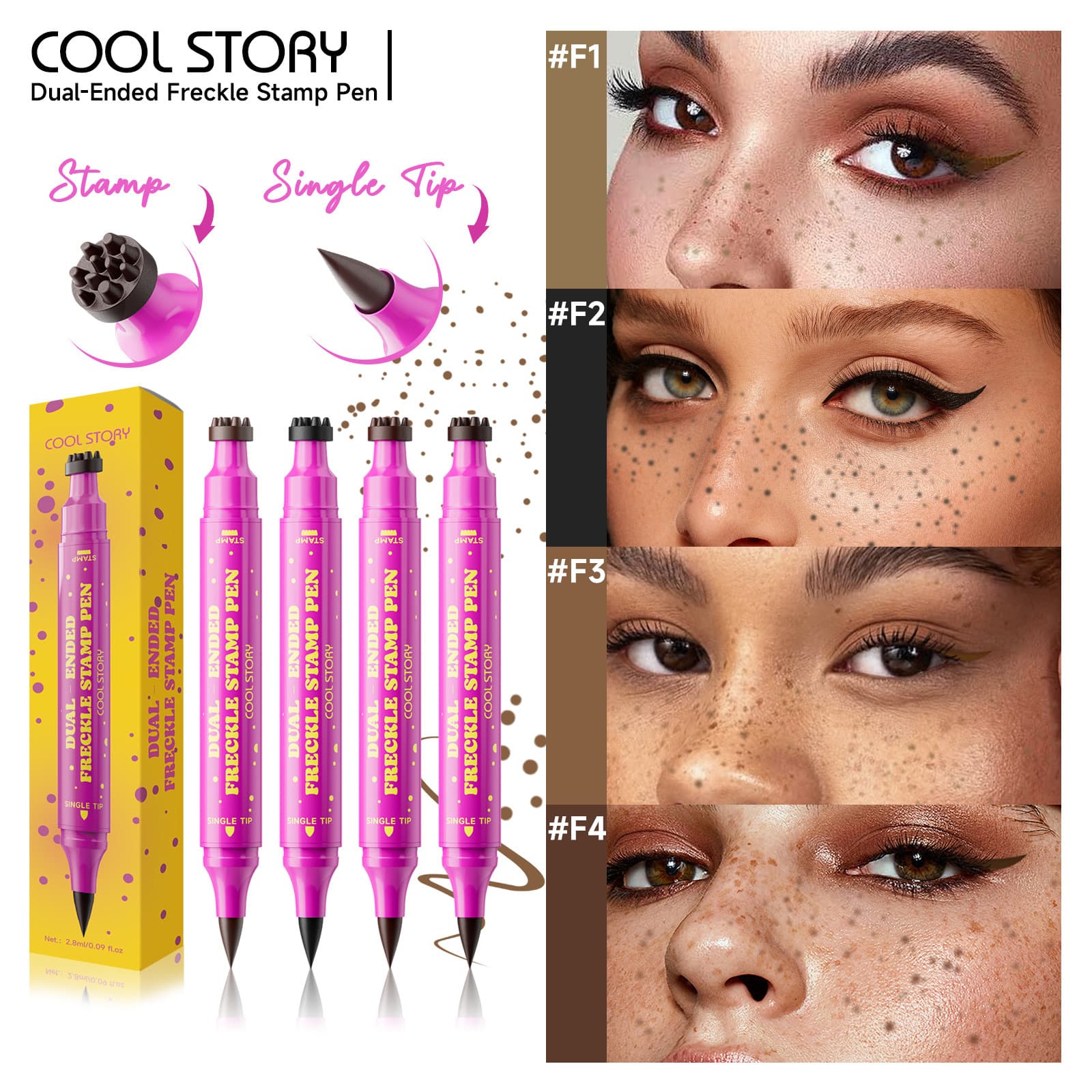 New 3N1 double-head seal spot pen natural simulated freckle pen waterproof sweat eyeliner long-lasting cross-border makeup