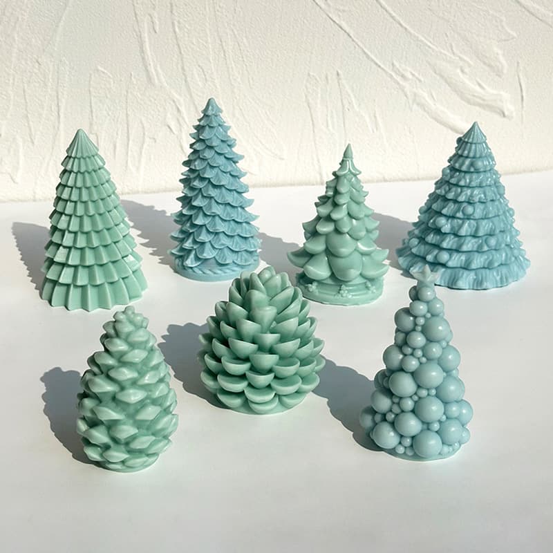 Ren Shan Christmas Pinecone Christmas Tree Scented Candle Silicone Mold, 3D Snow Pinecone Resin Plaster Mold