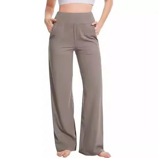 Women's Casual Loose Wide Leg Comfort Yoga Pants High Waist Sports Pants with Pockets for Cross-Border Amazon EU/US