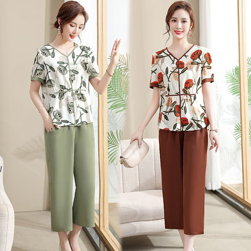 2024 New Set Mother Gift Practical Birthday Gift for Mom and Mother-in-Law Summer Clothes for Middle-Aged Women 50
