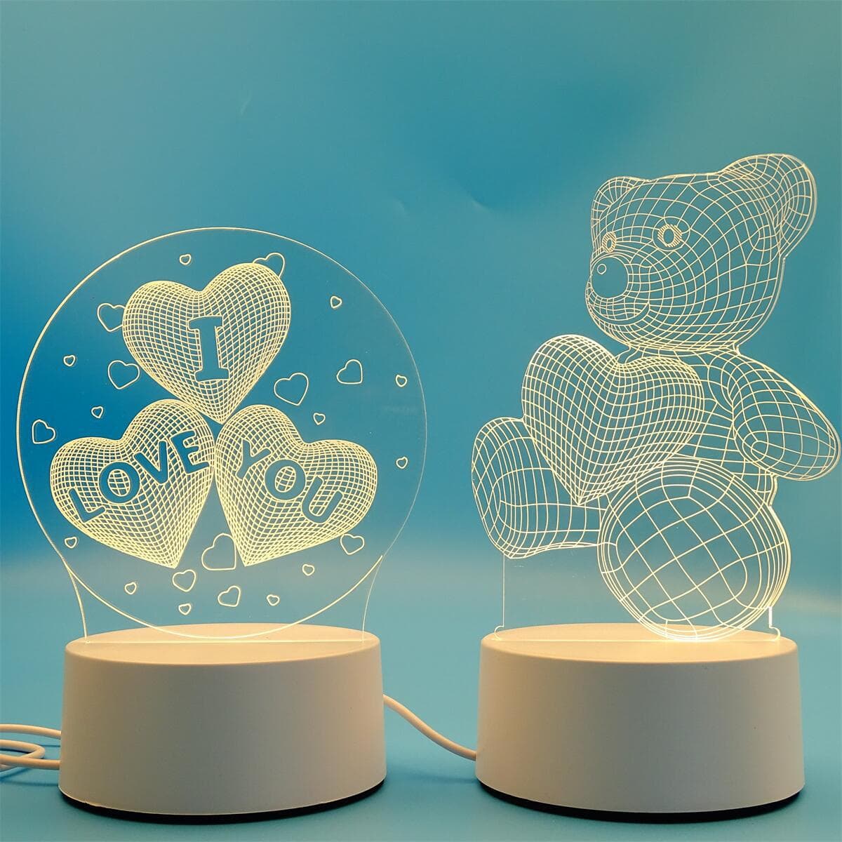 Gift Lamp USB Night Light Acrylic 3D Small Table Lamp Wholesale Custom Valentine's Day Lamp Moon Led Lamp Heart