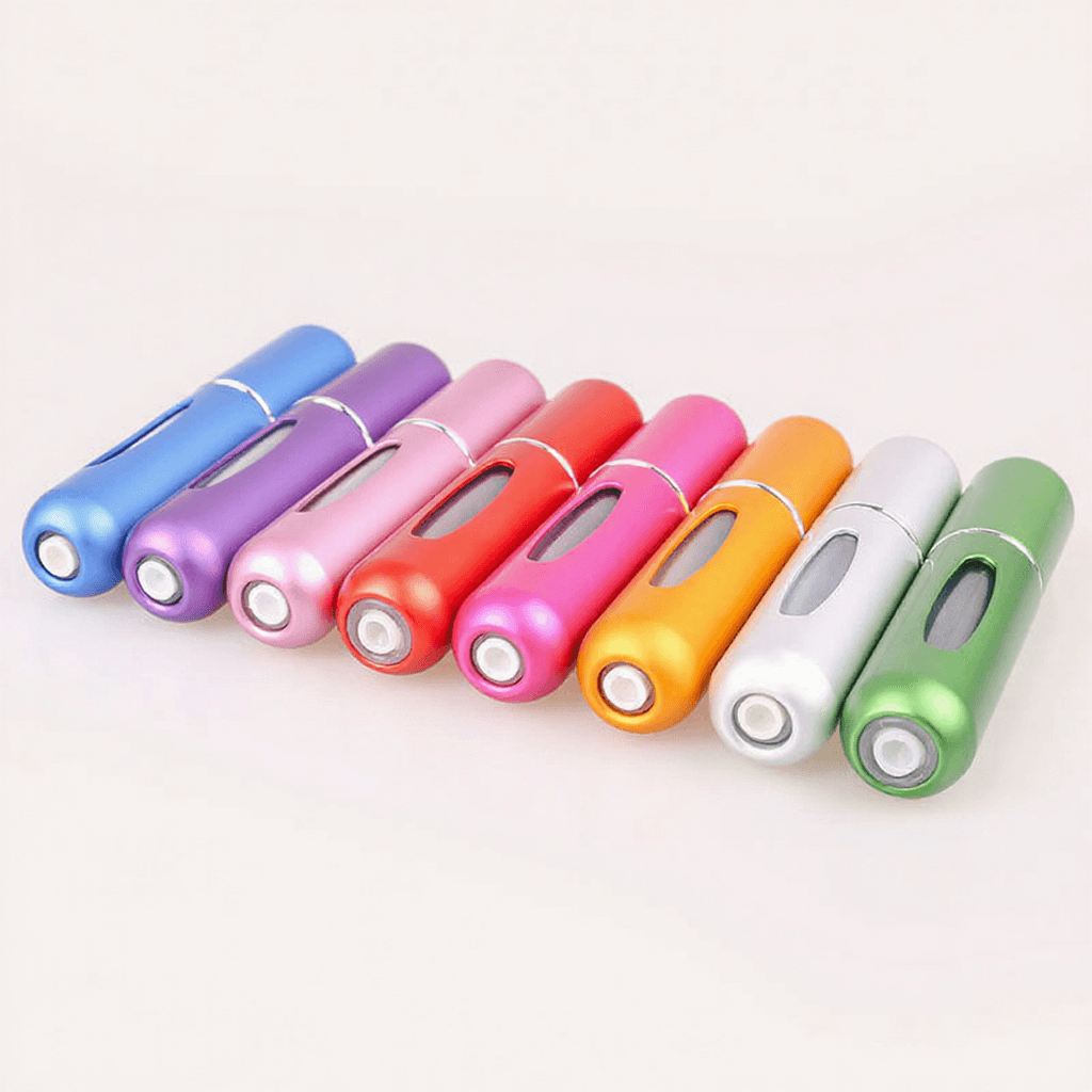 New Portable 5ml Mini Self-Pumping Perfume Refillable Bottle with Spray Bottom, Aluminum Empty Perfume Bottle