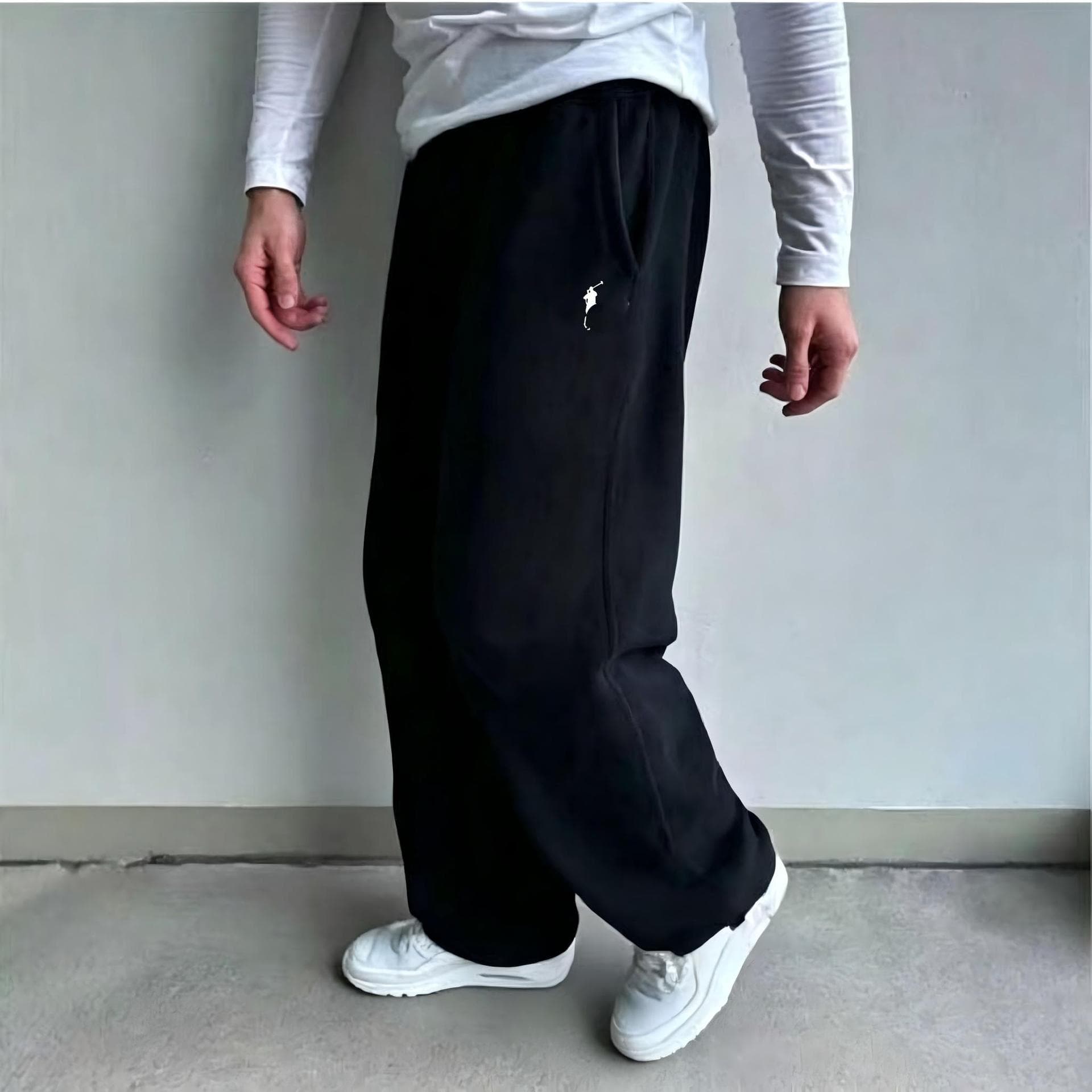 2025 Cross-border European and American Retro Street Style Hip-Hop Casual Loose Elastic Waist Embroidered Pony Wide-Leg Sweatpants