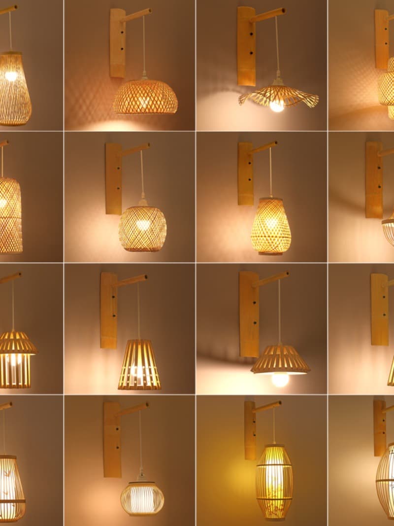 Antique restaurant, hot pot restaurant, farmhouse, scenic spot, creative personalized corridor decoration bamboo wall lamp