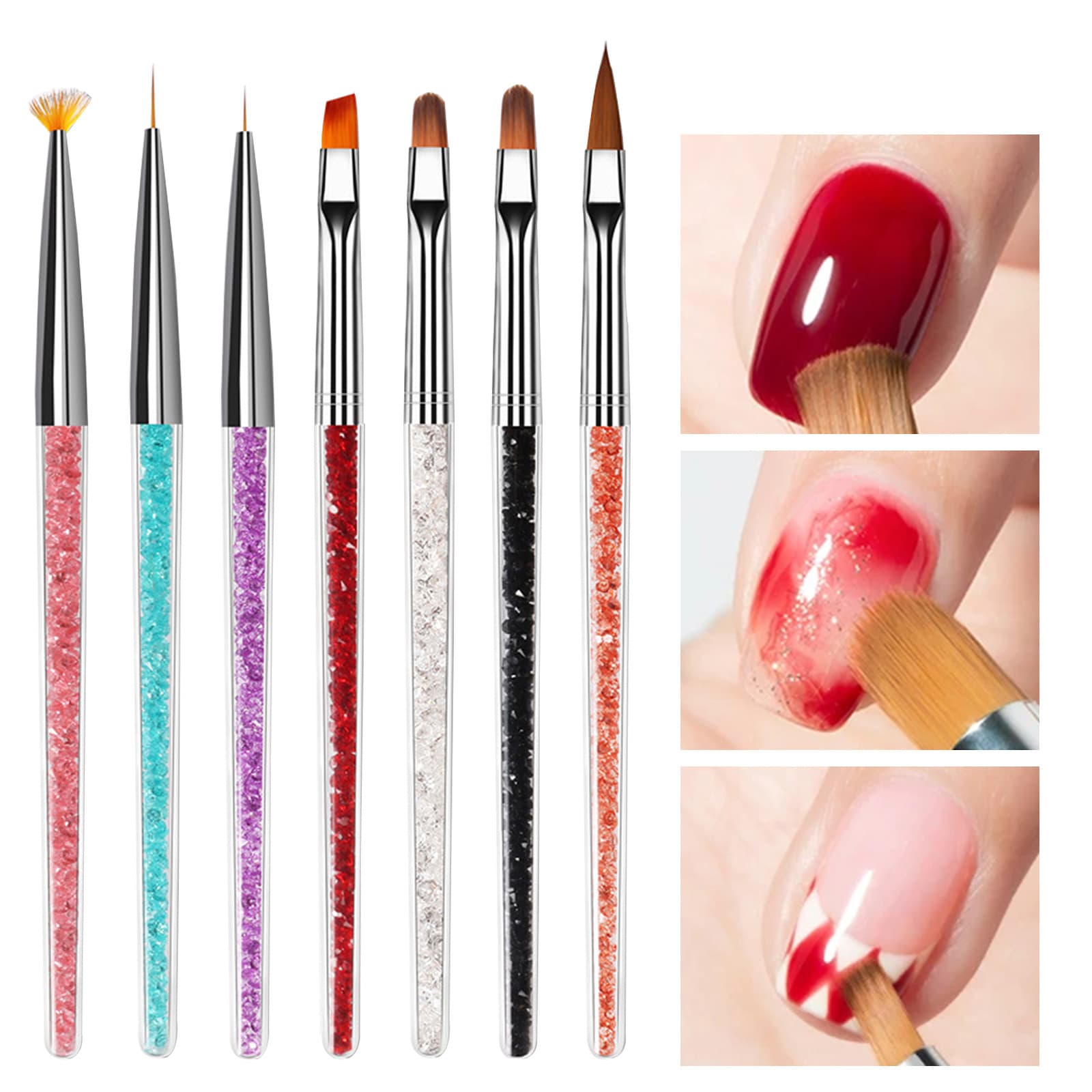 Cross-border nail art tools nail art crystal with drill pull line pen vignetting painted line pen arrangement pen 7 Pack