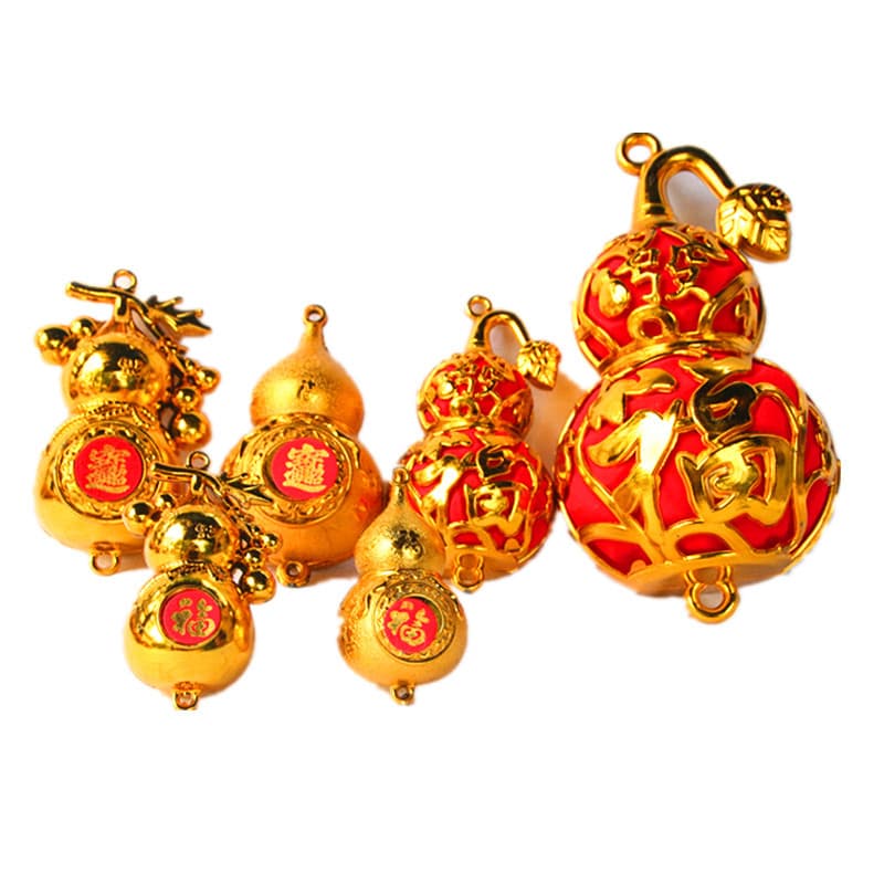 Mid-Autumn Festival Plastic Small Gold Gourd Ornaments Spring Festival Decorative Accessories Festive Items with Fu Character
