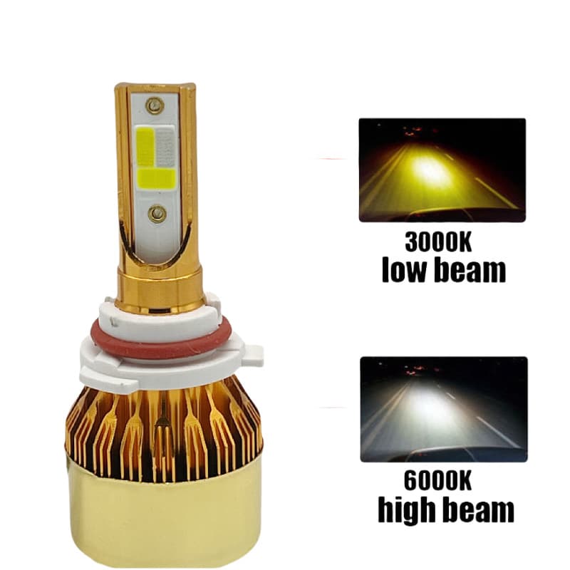 Factory Direct Sales of Three-Color Led Car Lights, High-Brightness H11-9005 Gold Shell Three-Light Special Lights for Cars and Trucks, Super Bright