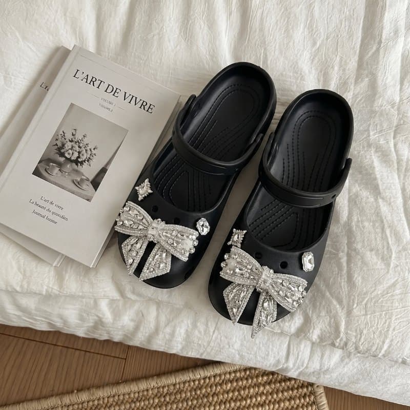 Crystal Mary Jane Ballet Shoes Sandals Women's Crocs Women's Outdoor One-Strap Sandals Beach Shoes Home Slippers Women
