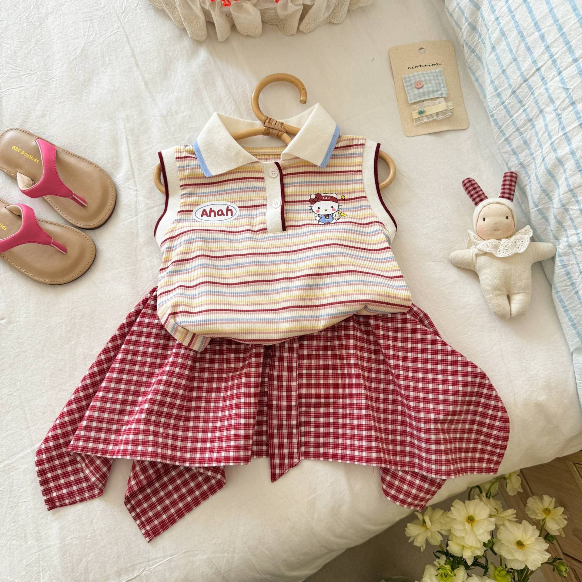 Girls 2026 Summer Set, Kids Fashionable Clothes Baby Casual Vest Skirt Two-Piece Set