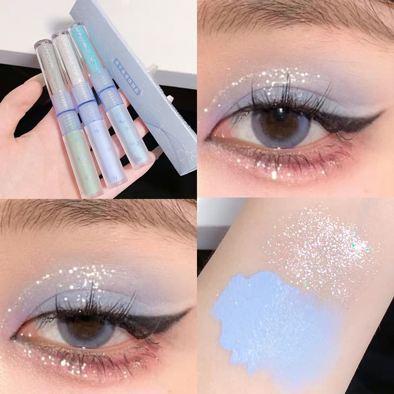 Cappuvini Double-Ended Liquid Eyeshadow Glitter Pearl Matte Eye Brightening Under Eye Tear Drop Makeup