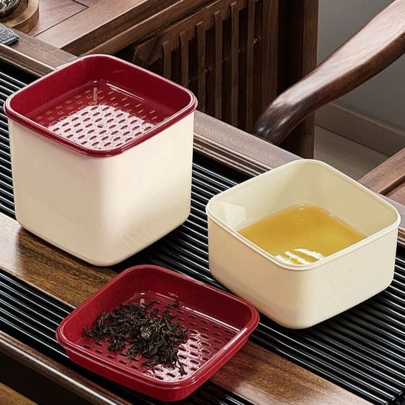 Household waste water bucket desktop trash can new tea dregs bucket trash can small tabletop tea dregs transparent storage bucket