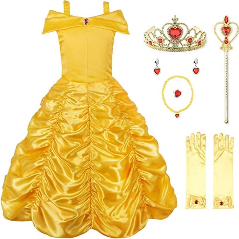 Children's Halloween Costume Belle Princess Dress Beauty and the Beast Role Play Costume Belle Stage Performance