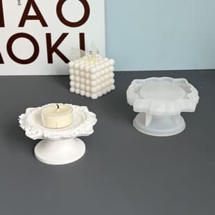 New Lace Tray Stand Silicone Mold 3D European Lace Plate Plaster Resin Mold