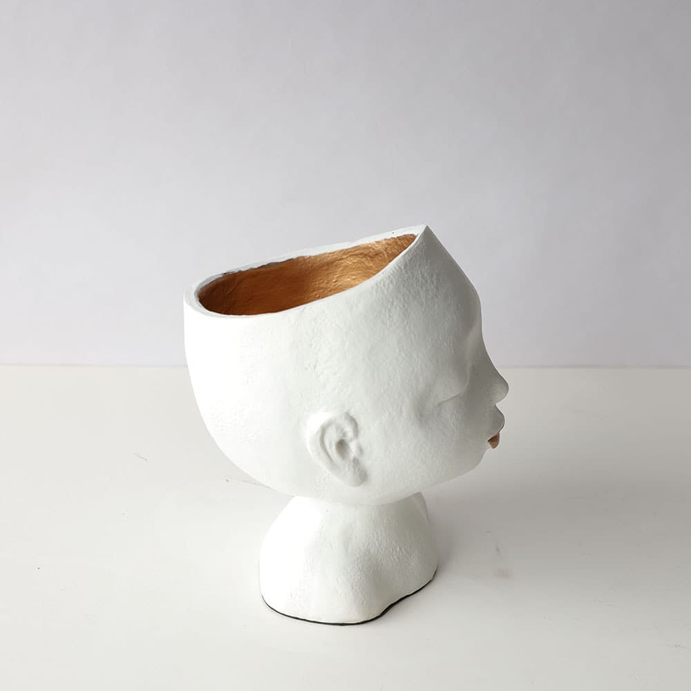 Cross-border Abstract Creative Sculpture Flower Pot Ornament Closed-Eye Doll Head Art Vase Home Garden Decoration