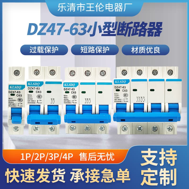 DZ47-63 Miniature Circuit Breaker Air Switch 1P 2P 3P 4P 6A~63A