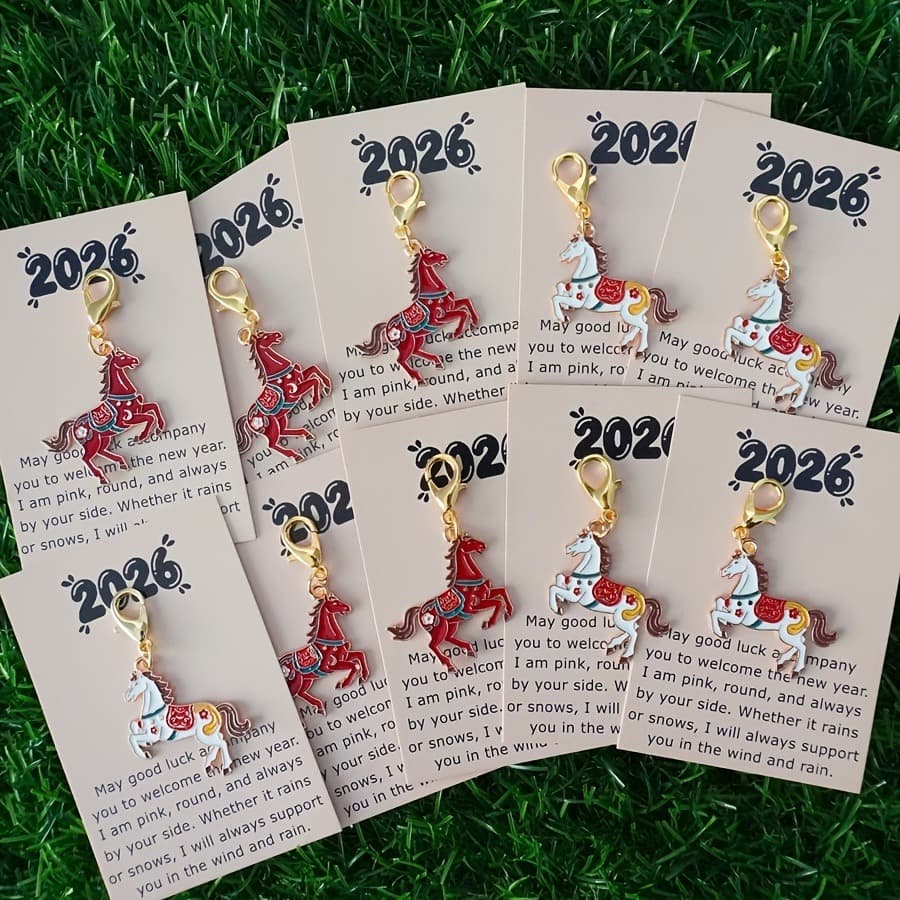 2026 Year of the Horse Zodiac Keychain Alloy Horse Shape DIY Accessories with Chinese Zodiac Parts Key Accessories