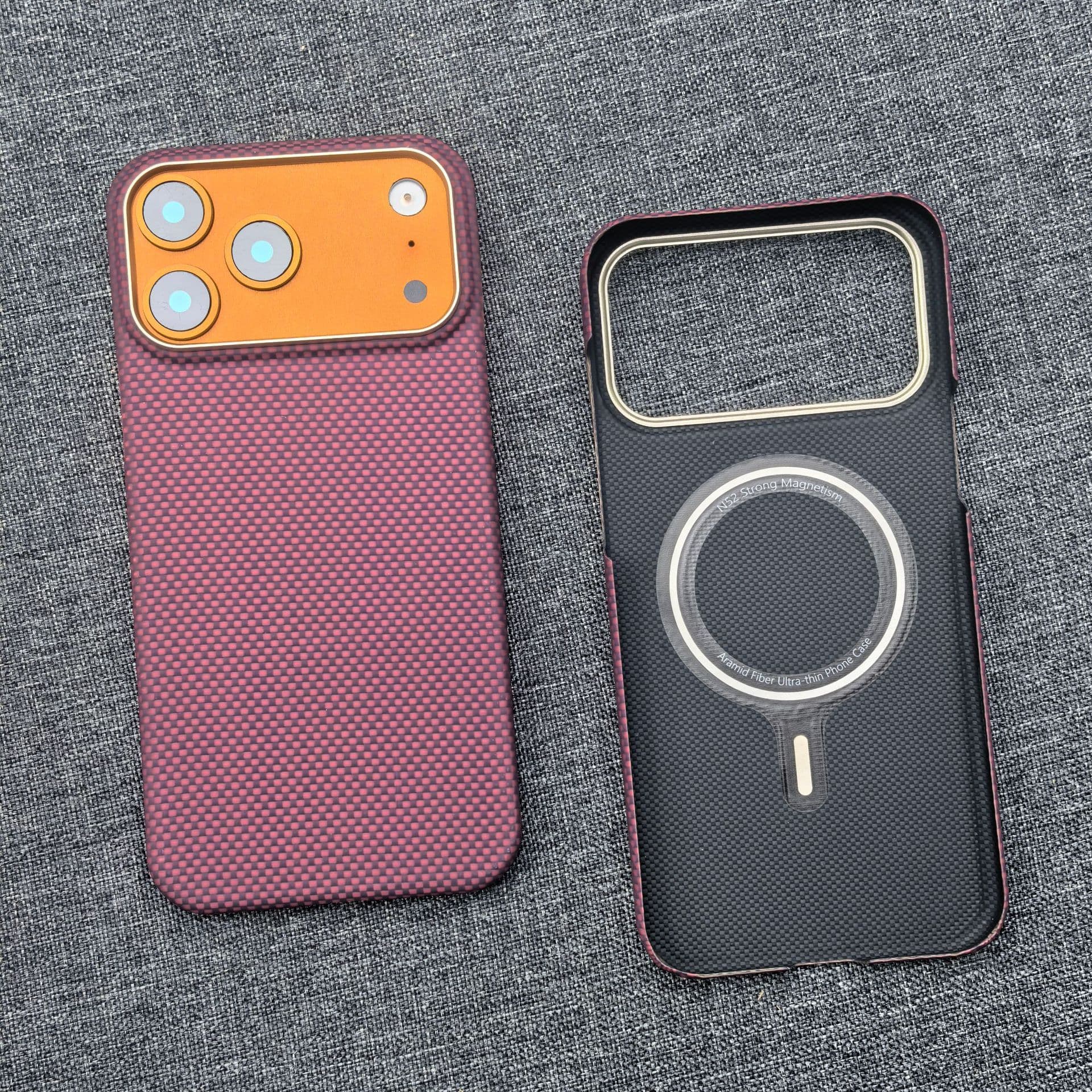Ready stock suitable for Apple 18promax mobile phone case, aramid carbon fiber Kevlar magnetic thin hard case 17pro
