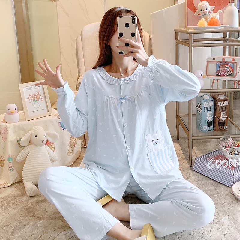 Factory Direct New Loose Cotton Nursing Pajamas for Women Spring and Summer Postpartum Nursing Clothing for Pregnant Women Suit
