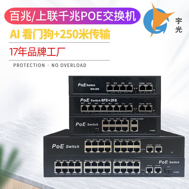 Standard PoE Switch Smart Network Gigabit Transmission Fast Ethernet Router In-Stock Wholesale