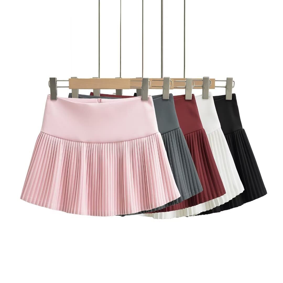Factory Direct, European-American Style New American College Style Hot Girl Sexy Pleated Skirt Anti-Slip Slimming Midi Skirt