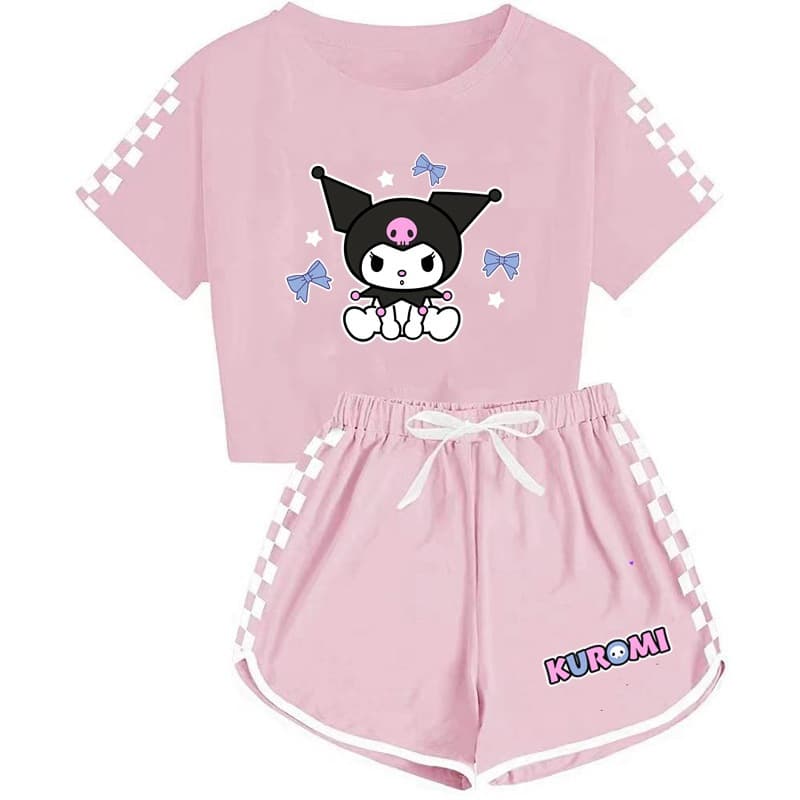 Kuromi Kids Boys and Girls T-Shirt + Shorts Pajama Set 1517