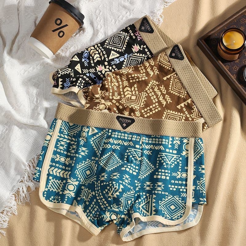 Men's Boxer Briefs American Retro Ethnic Style Breathable Amaya Four-Corner Trendy Shorts Non-Pinch Underwear