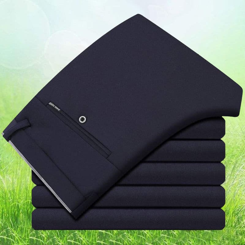 2024 Autumn/Winter Victory Bird Dress Pants High Elasticity Casual Pants Men, Korean Style Dress Trousers Loose Straight-Leg Long Pants