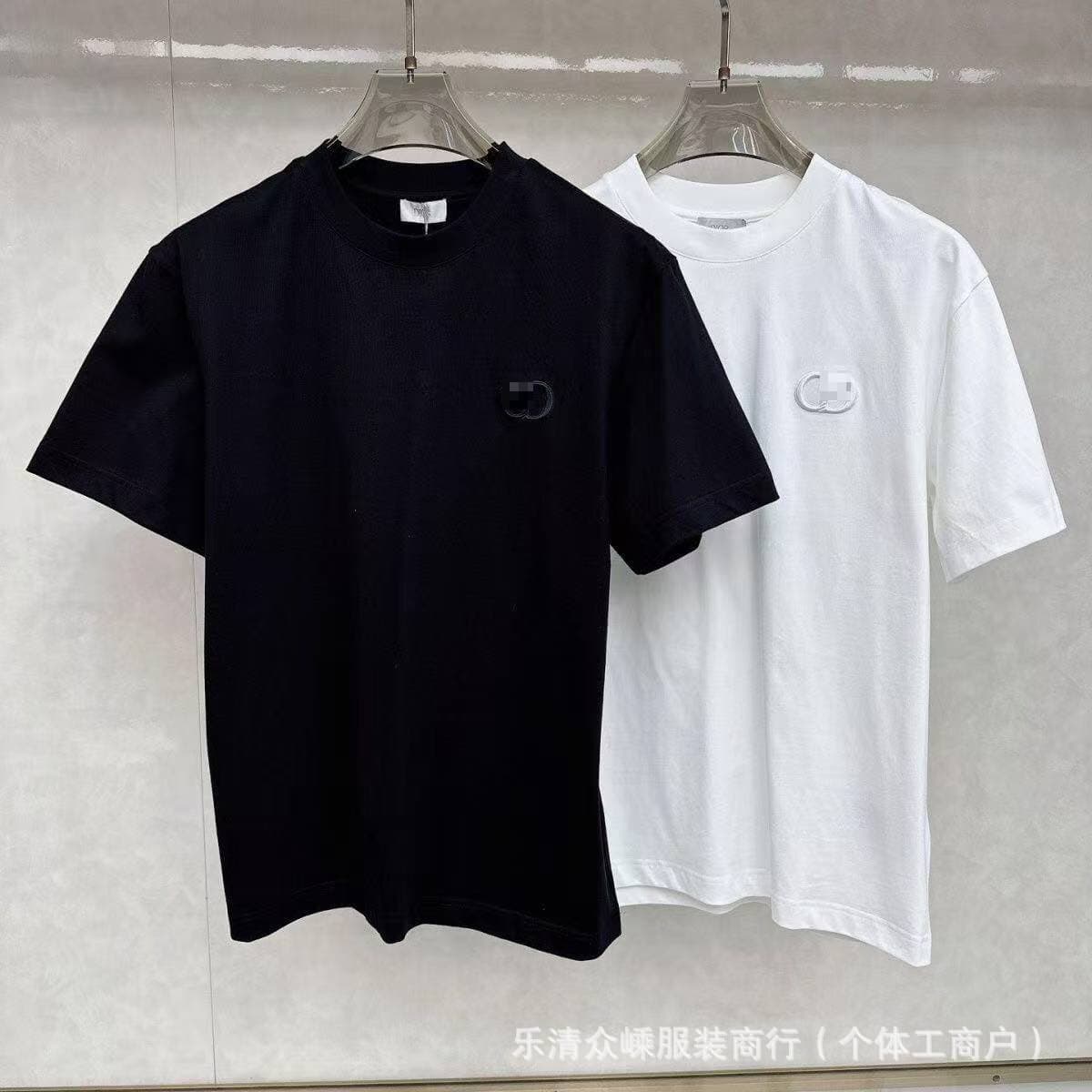 Summer European Trendy Brand CD Classic Embroidered Letters Round Neck T-Shirt Loose and Stylish Fashionable Short-Sleeved for Men and Women Couples
