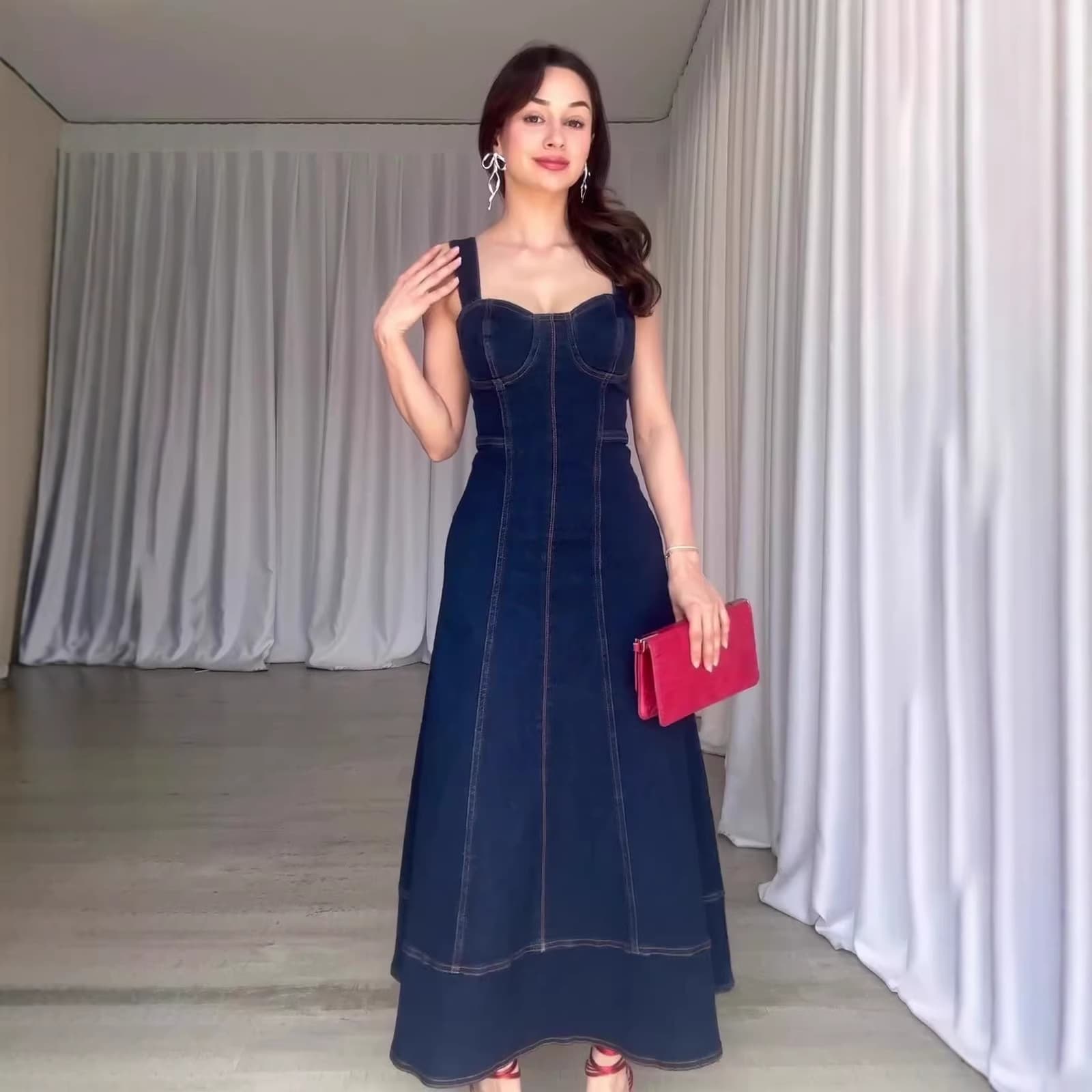2026 European and American Cross-Border Summer New Design Thin Casual Slim Fit Whitening Strap Long Dress
