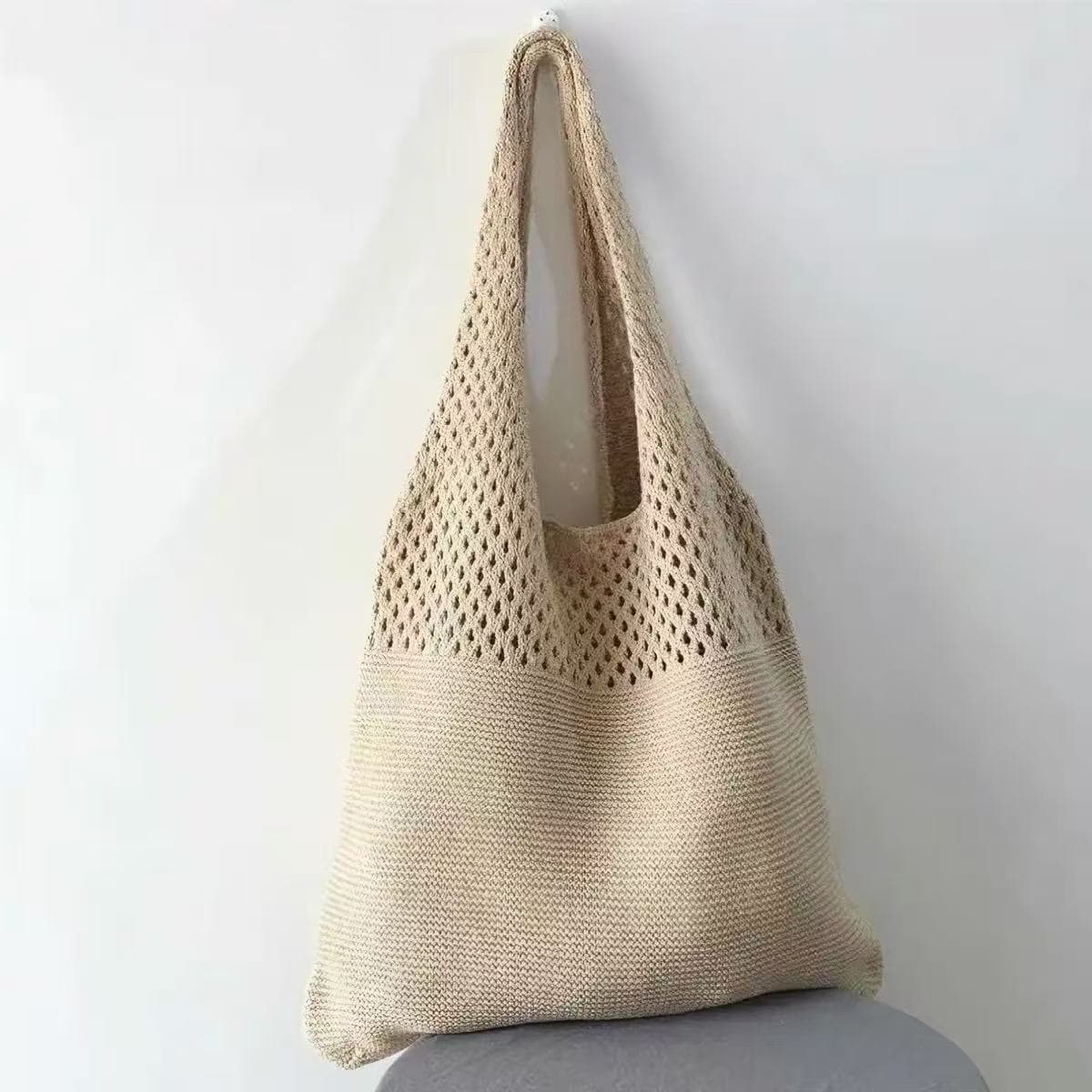 Factory Direct Supply Cross-Border Knitted Beach Bag, Shoulder Bag, Handbag, Large Capacity Tote Bag, Hollow Out Bag