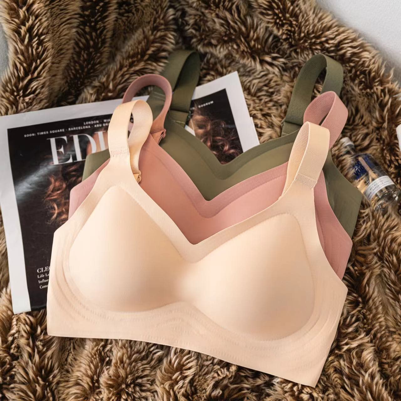 Jelly Strip Seamless Bra for Women, Push-Up for Small Bust, One-Piece Anti-Sagging Sports Soft Support Bra, Summer Thin Style