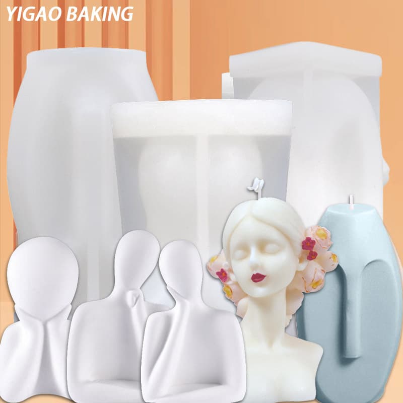 Wholesale Ins Style Aromatherapy Candle Mold, Abstract 3D Human Face DIY Silicone Mold for Soap