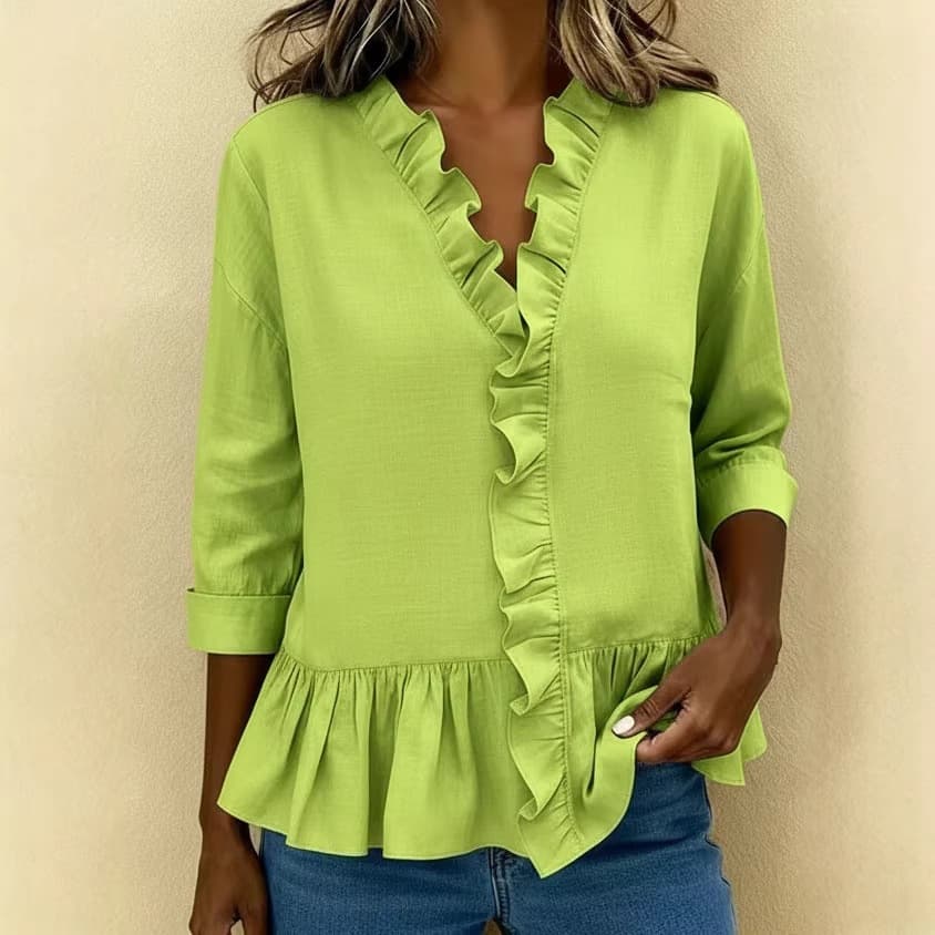 2026 Amazon wish independent station spring and summer European and American new long-sleeved ruffled shirts women's shirts