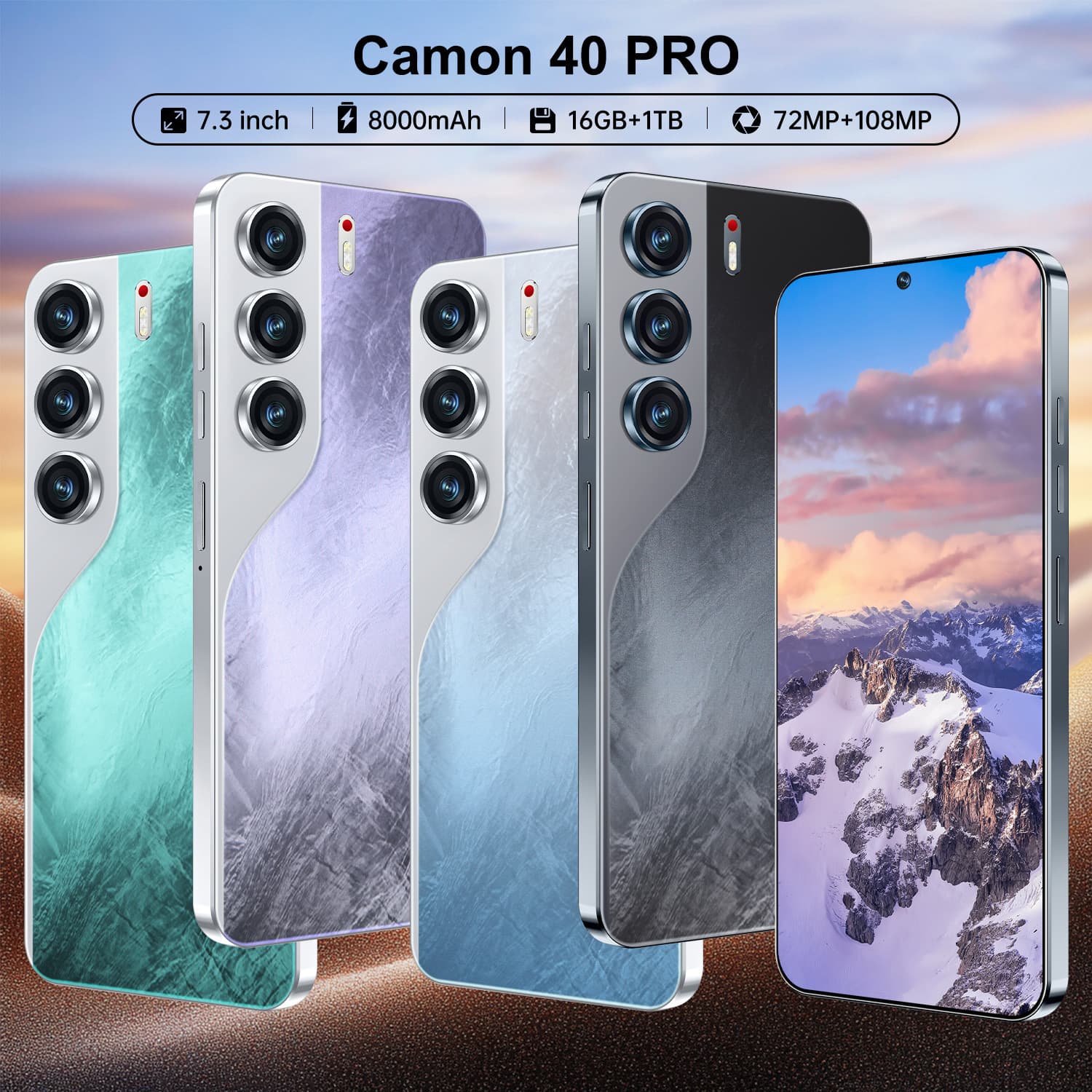 Hot-selling cross-border Camon40 Pro Android 16+1TB smartphone 7.3-inch factory direct for Shopee OZON