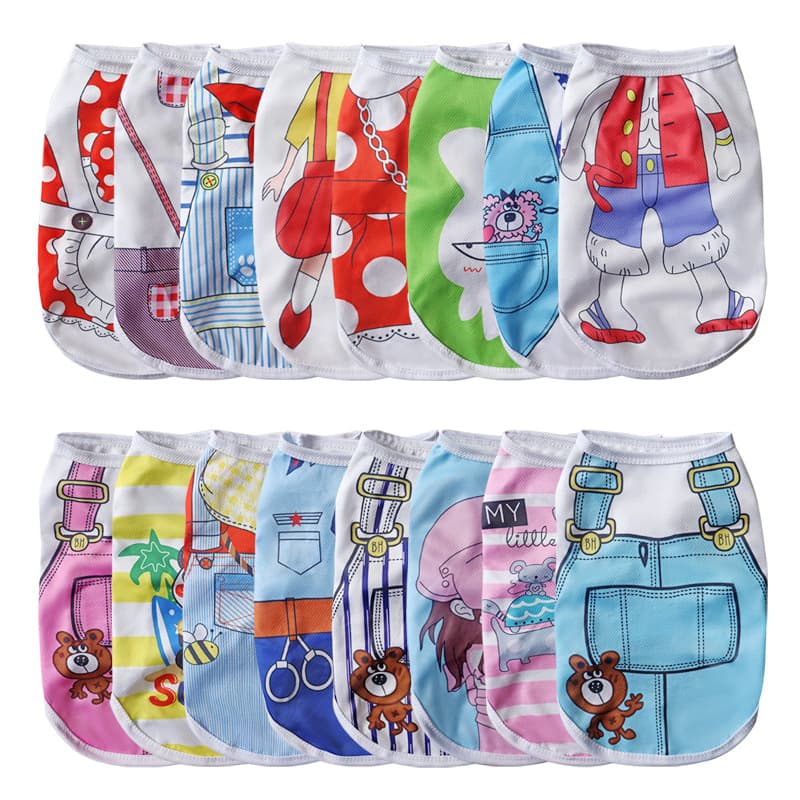 Cartoon Print Mesh Breathable Pet Clothing, Dog Summer Vest, Cat Clothes, Factory Wholesale