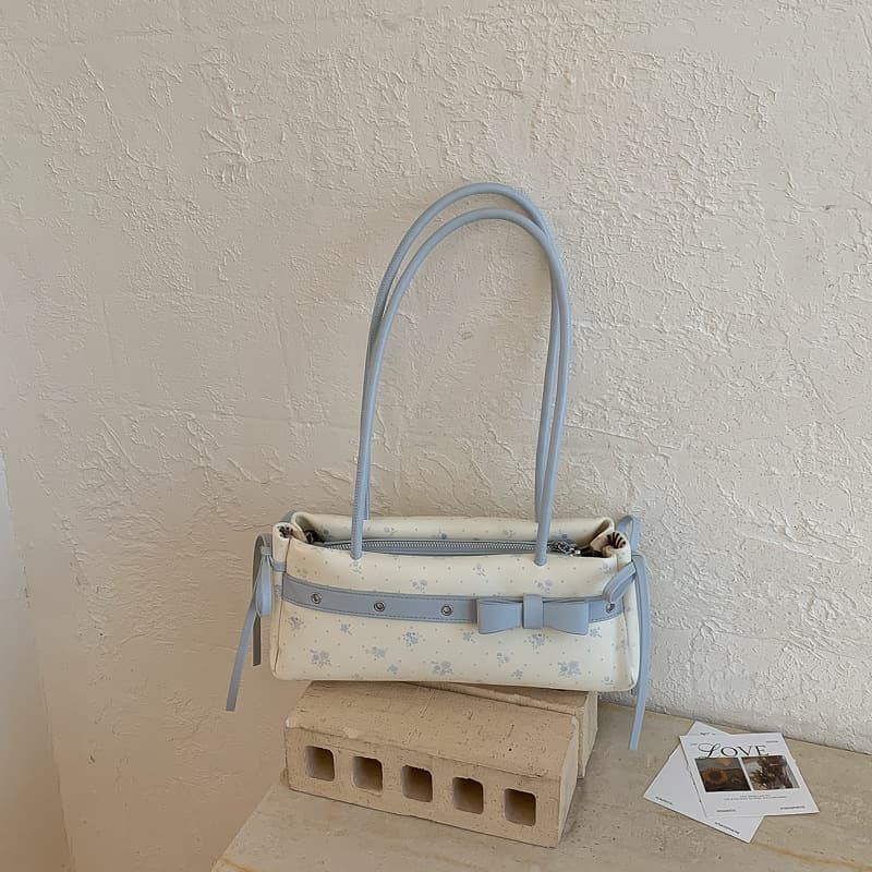 Korean contrasting color printed armpit bag 2026 new commuter personality ins shoulder bag fashionable portable baguette bag