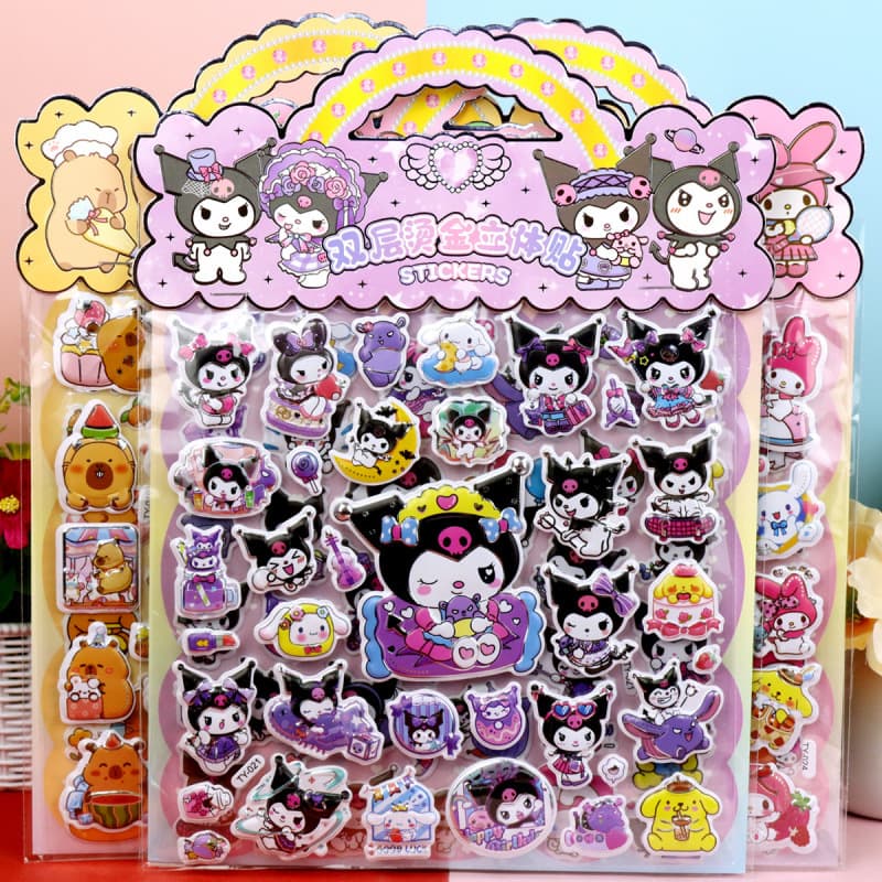 Children's cartoon stickers double-layered three-dimensional Sanrio Kuromi Melody KPOP Witch Hunters Shan Hai Jing stickers