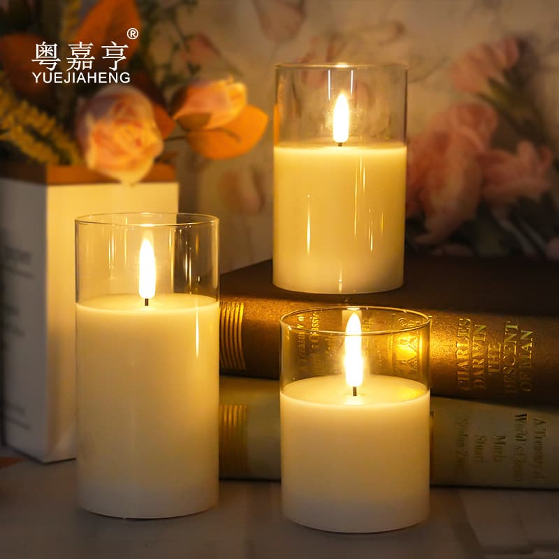 3D Bullet-Shaped Flame LED Remote Control Electronic Candle Lamp, Paraffin Glass Atmosphere Decoration Prop, Hot Cross-Border Item
