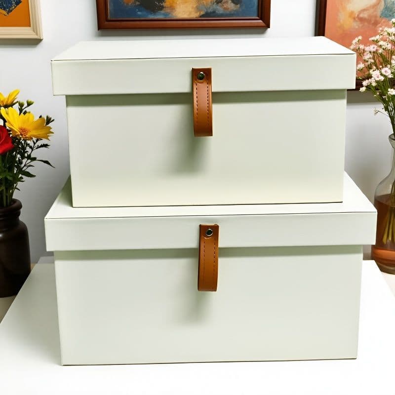 Modern Minimalist Leather Showroom Closet Wardrobe Clothing Storage Box High-End Small Leather Buckle Decorative Box