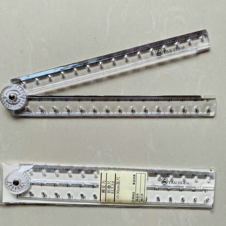 Factory price direct selling creative acrylic transparent foldable ruler simple scale plastic student drawing ruler