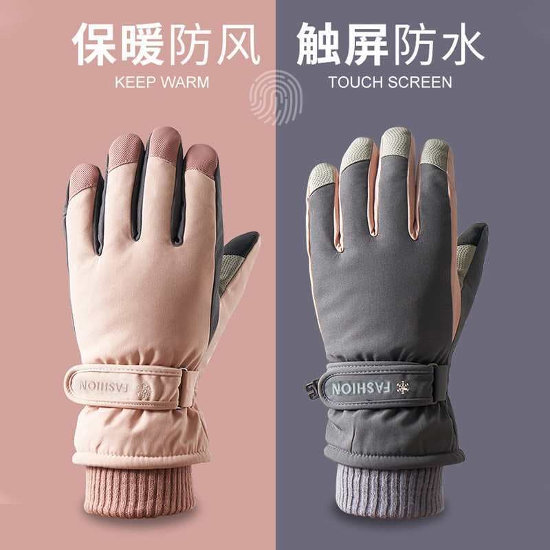 Ski cotton gloves for men and women couples winter touchscreen fleece-lined thickened warm windproof outdoor cycling motorcycle