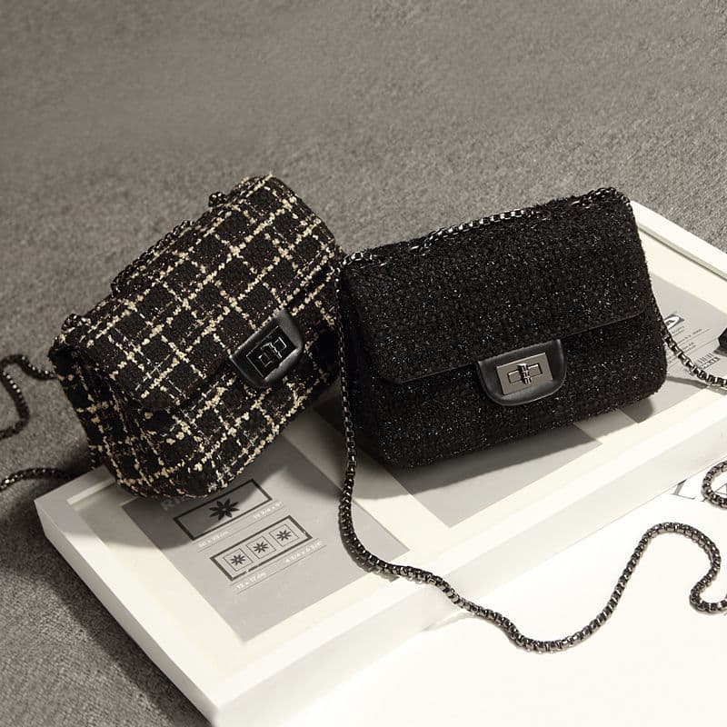 Women's bag 2025 new trendy fashion versatile crossbody bag tweed shoulder hand small Chanel-style chain bag
